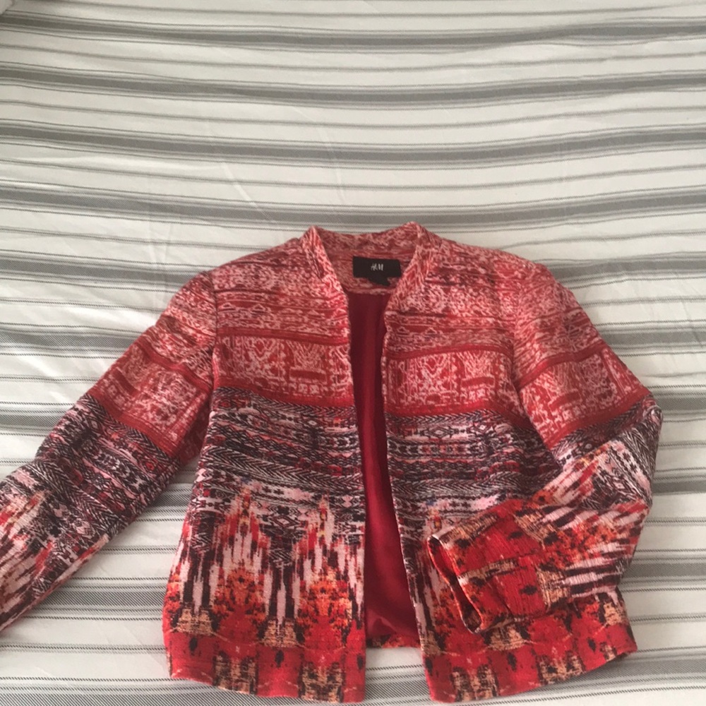 Red patterned blazer